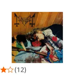 Copertina album Mayhem "The Dawn of the Black Hearts", con immagine esplicita di un corpo mutilato, un vero dead mayhem.