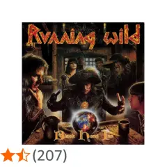 Copertina dell'album "Black Hand Inn" della band Running Wild, con un pirata al centro che tiene in mano un globo terrestre.