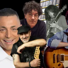 Volti di chitarristi italiani, tra cui si distingue il talento del miglior chitarrista italiano.