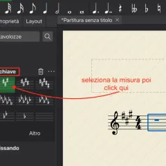 Interfaccia per selezionare l'insieme di diesis o bemolle a inizio pentagramma. L'opzione "Armature di chiave" è evidenziata.