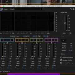 Interfaccia di un compressore multibanda, con grafici e cursori per la tabella cambio tonalità canzone.