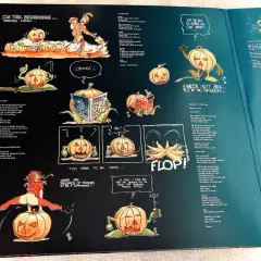 Un guardiano delle sette chiavi di Halloween, con zucche animate e testi di canzoni.
