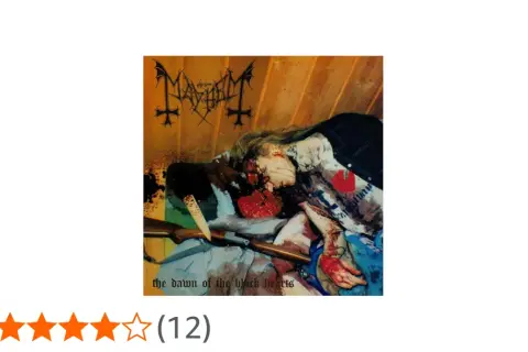 Copertina album Mayhem "The Dawn of the Black Hearts", con immagine esplicita di un corpo mutilato, un vero dead mayhem.