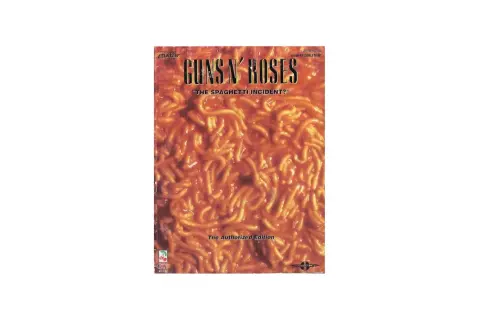 Copertina di "Guns N' Roses: The Spaghetti Incident?", con un primo piano di spaghetti al sugo. Edizione autorizzata per chitarra e voce.
