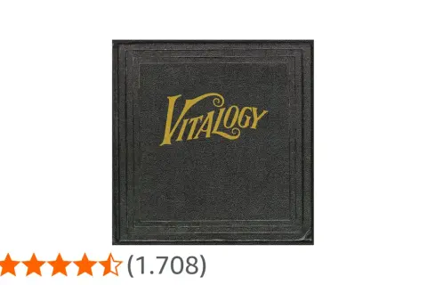 Copertina nera con logo dorato "Vitalogy". Un classico album con le canzoni dei Pearl Jam.