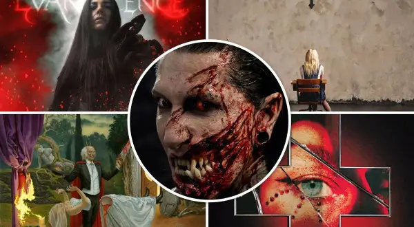 Collage di immagini horror: Evanescence, un volto insanguinato, una ragazza davanti a una croce, un dipinto surreale e un occhio in una croce. Recensioni di plastic.