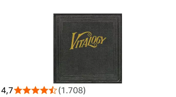 Copertina nera con logo dorato "Vitalogy". Un classico album con le canzoni dei Pearl Jam.