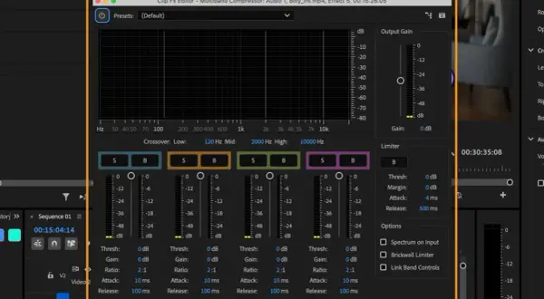 Interfaccia di un compressore multibanda, con grafici e cursori per la tabella cambio tonalità canzone.