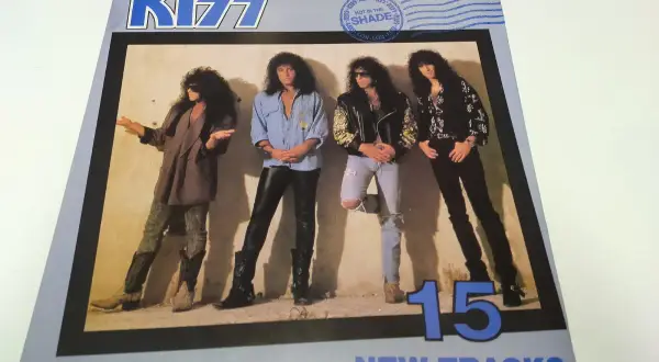 Kiss band members pose for the "Hot in the Shade" album cover.