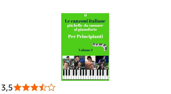 Le canzoni italiane più belle da suonare al pianoforte per principianti. Volume 1, con immagini di artisti famosi.