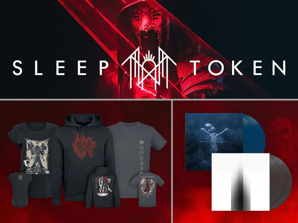 Merchandise di Sleep Token: magliette, felpe e vinili con grafiche iconiche.