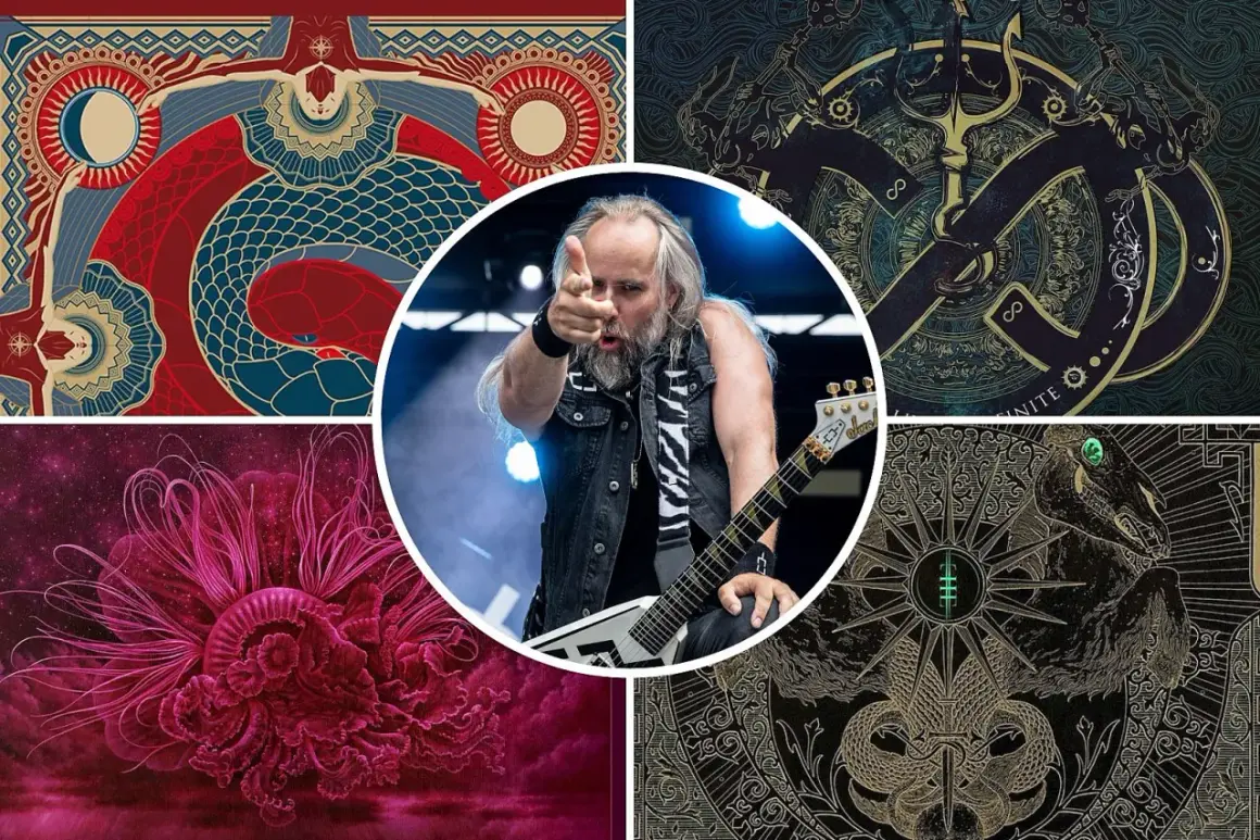 Un chitarrista con un'espressione intensa, circondato da grafiche oscure e misteriose. Un'atmosfera di **dark tranquillity** avvolge l'immagine.