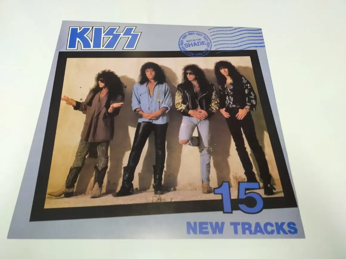 Kiss band members pose for the "Hot in the Shade" album cover.
