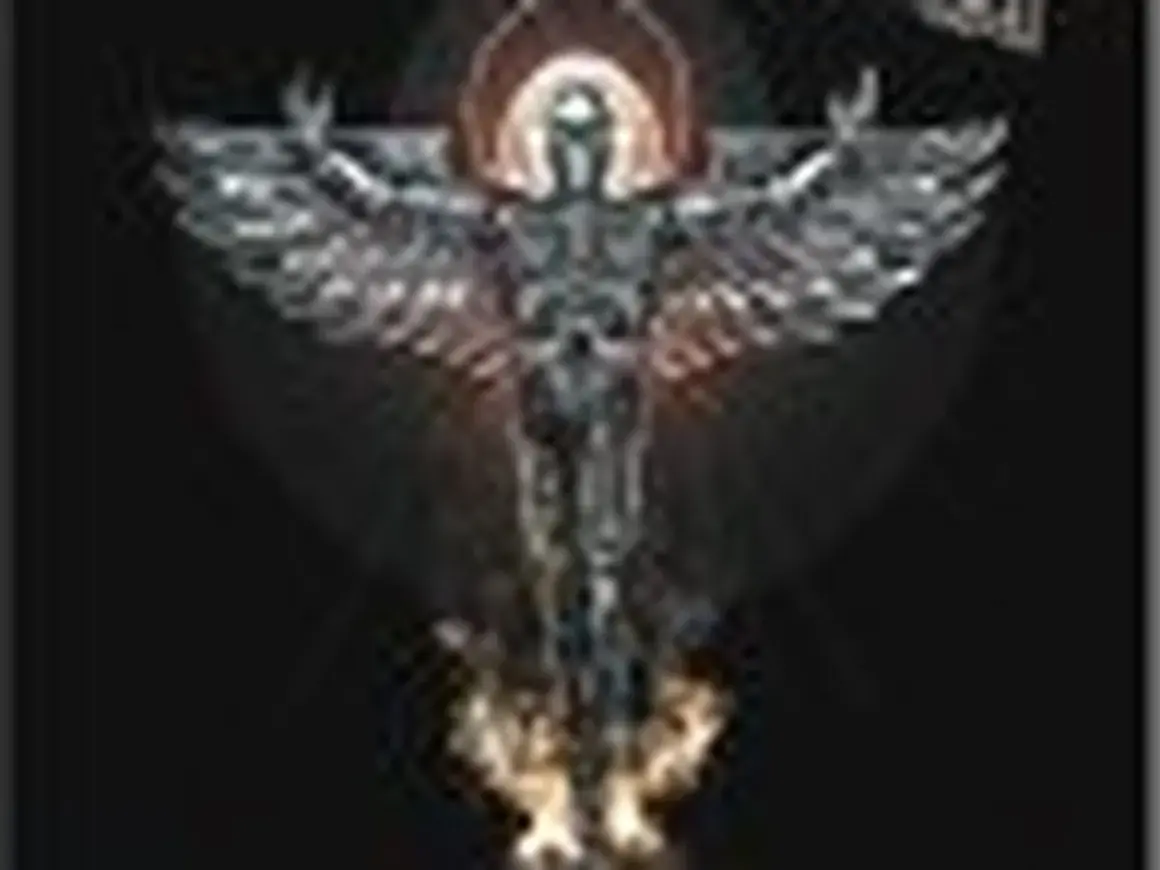 Un angelo metallico con ali spiegate, simbolo di vendetta, evoca l'energia di Judas Priest Angel of Retribution.