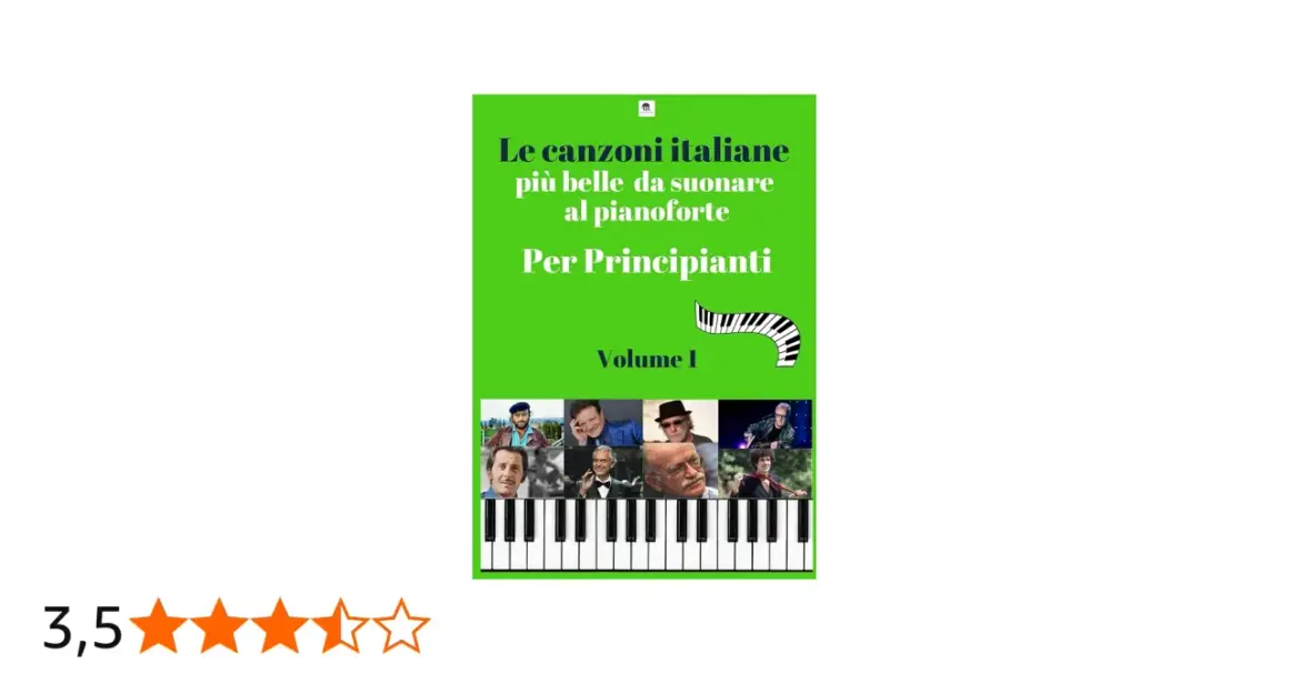 Le canzoni italiane più belle da suonare al pianoforte per principianti. Volume 1, con immagini di artisti famosi.