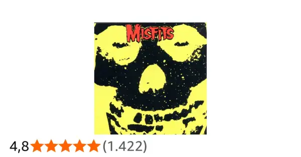 Copertina iconica dei Misfits, con teschio giallo e nero. Le recensioni sono entusiastiche, con 4,8 stelle su 1.422.