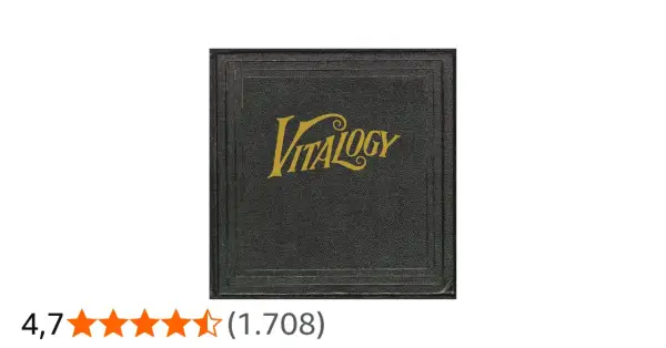 Copertina nera con logo dorato "Vitalogy". Un classico album con le canzoni dei Pearl Jam.