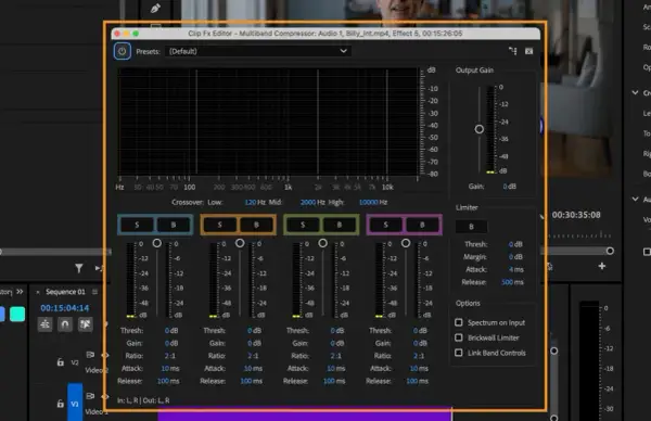 Interfaccia di un compressore multibanda, con grafici e cursori per la tabella cambio tonalità canzone.