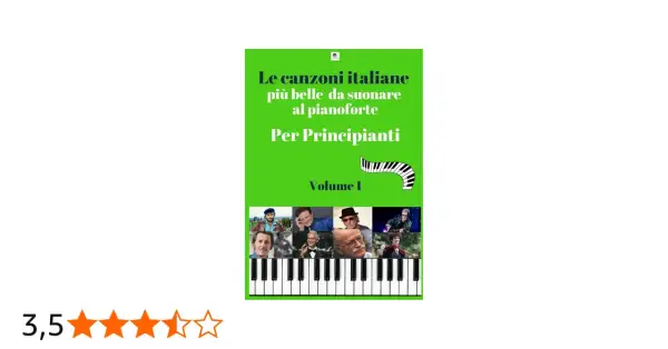 Le canzoni italiane più belle da suonare al pianoforte per principianti. Volume 1, con immagini di artisti famosi.