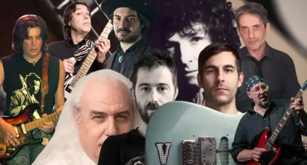 Rodolfo Maltese e altri chitarristi in un collage.
